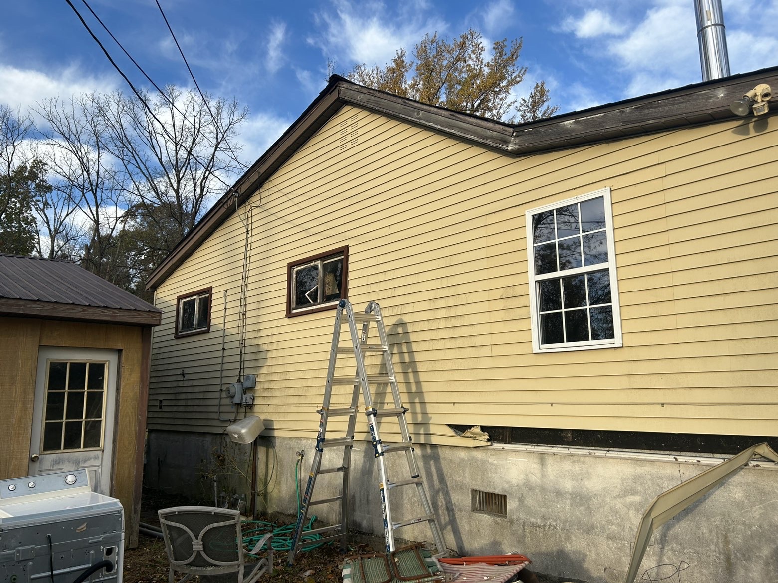 House before siding removal